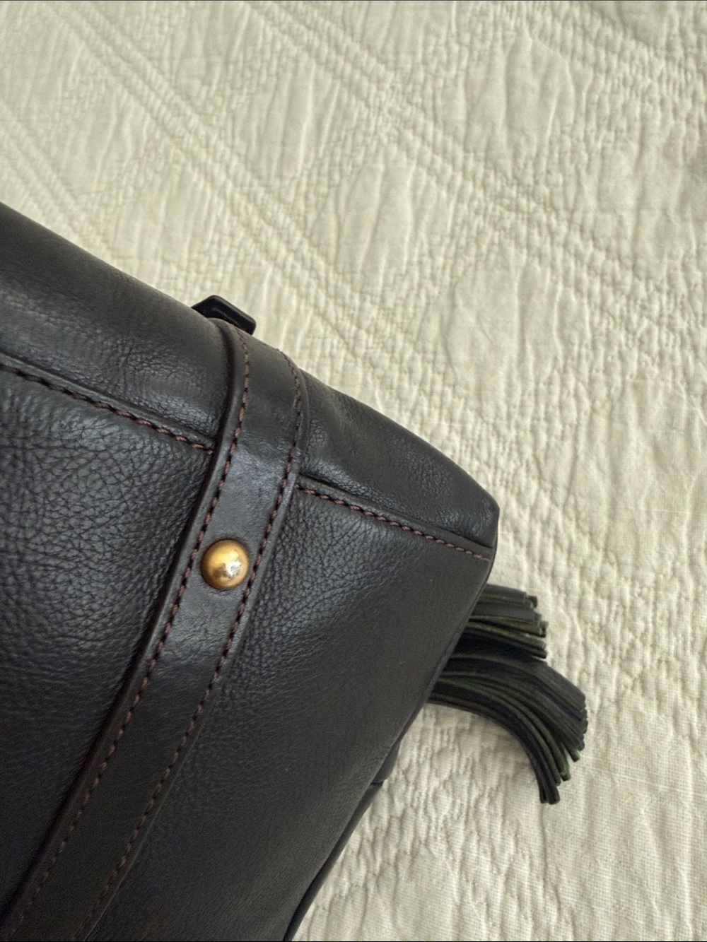 Dooney & Bourke Florentine Black Leather Satchel Bag Gold Accents READ Descripti - Picture 13 of 16